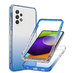 Silikon Hülle Handyhülle Ultra Dünn Flexible Schutzhülle Tasche Transparent Vorder und Rückseite 360 Grad Ganzkörper Farbverlauf JX1 für Samsung Galaxy A52 4G Blau