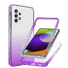 Silikon Hülle Handyhülle Ultra Dünn Flexible Schutzhülle Tasche Transparent Vorder und Rückseite 360 Grad Ganzkörper Farbverlauf JX1 für Samsung Galaxy A52 5G Violett