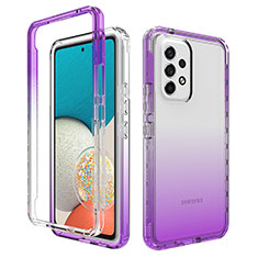 Silikon Hülle Handyhülle Ultra Dünn Flexible Schutzhülle Tasche Transparent Vorder und Rückseite 360 Grad Ganzkörper Farbverlauf JX1 für Samsung Galaxy A53 5G Violett