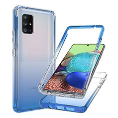 Silikon Hülle Handyhülle Ultra Dünn Flexible Schutzhülle Tasche Transparent Vorder und Rückseite 360 Grad Ganzkörper Farbverlauf JX1 für Samsung Galaxy A71 5G Blau