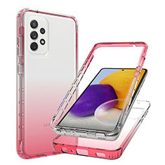 Silikon Hülle Handyhülle Ultra Dünn Flexible Schutzhülle Tasche Transparent Vorder und Rückseite 360 Grad Ganzkörper Farbverlauf JX1 für Samsung Galaxy A72 5G Rot