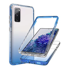 Silikon Hülle Handyhülle Ultra Dünn Flexible Schutzhülle Tasche Transparent Vorder und Rückseite 360 Grad Ganzkörper Farbverlauf JX1 für Samsung Galaxy S20 FE 4G Blau