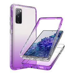 Silikon Hülle Handyhülle Ultra Dünn Flexible Schutzhülle Tasche Transparent Vorder und Rückseite 360 Grad Ganzkörper Farbverlauf JX1 für Samsung Galaxy S20 FE 5G Violett