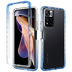 Silikon Hülle Handyhülle Ultra Dünn Flexible Schutzhülle Tasche Transparent Vorder und Rückseite 360 Grad Ganzkörper Farbverlauf JX1 für Xiaomi Redmi Note 11 Pro+ Plus 5G Blau