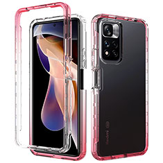 Silikon Hülle Handyhülle Ultra Dünn Flexible Schutzhülle Tasche Transparent Vorder und Rückseite 360 Grad Ganzkörper Farbverlauf JX1 für Xiaomi Redmi Note 11 Pro+ Plus 5G Rot