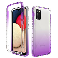 Silikon Hülle Handyhülle Ultra Dünn Flexible Schutzhülle Tasche Transparent Vorder und Rückseite 360 Grad Ganzkörper Farbverlauf JX4 für Samsung Galaxy A02s Violett