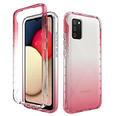 Silikon Hülle Handyhülle Ultra Dünn Flexible Schutzhülle Tasche Transparent Vorder und Rückseite 360 Grad Ganzkörper Farbverlauf JX4 für Samsung Galaxy A03s Pink