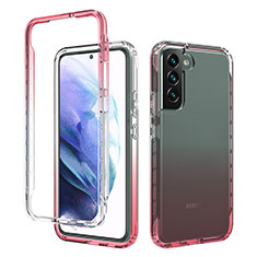 Silikon Hülle Handyhülle Ultra Dünn Flexible Schutzhülle Tasche Transparent Vorder und Rückseite 360 Grad Ganzkörper Farbverlauf M01 für Samsung Galaxy S21 FE 5G Rot