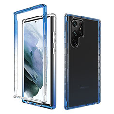 Silikon Hülle Handyhülle Ultra Dünn Flexible Schutzhülle Tasche Transparent Vorder und Rückseite 360 Grad Ganzkörper Farbverlauf M01 für Samsung Galaxy S21 Ultra 5G Blau