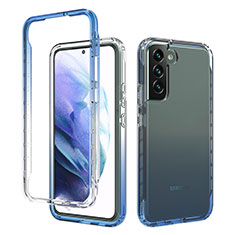 Silikon Hülle Handyhülle Ultra Dünn Flexible Schutzhülle Tasche Transparent Vorder und Rückseite 360 Grad Ganzkörper Farbverlauf M01 für Samsung Galaxy S22 5G Blau