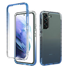 Silikon Hülle Handyhülle Ultra Dünn Flexible Schutzhülle Tasche Transparent Vorder und Rückseite 360 Grad Ganzkörper Farbverlauf M01 für Samsung Galaxy S22 Plus 5G Blau