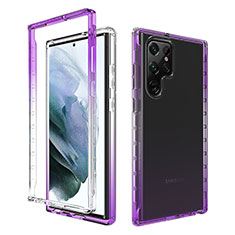 Silikon Hülle Handyhülle Ultra Dünn Flexible Schutzhülle Tasche Transparent Vorder und Rückseite 360 Grad Ganzkörper Farbverlauf M01 für Samsung Galaxy S23 Ultra 5G Violett