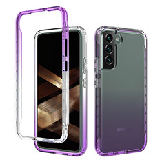 Silikon Hülle Handyhülle Ultra Dünn Flexible Schutzhülle Tasche Transparent Vorder und Rückseite 360 Grad Ganzkörper Farbverlauf M01 für Samsung Galaxy S25 Plus 5G Violett