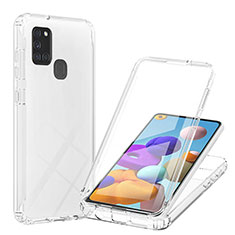 Silikon Hülle Handyhülle Ultra Dünn Flexible Schutzhülle Tasche Transparent Vorder und Rückseite 360 Grad Ganzkörper Farbverlauf YB1 für Samsung Galaxy A21s Klar