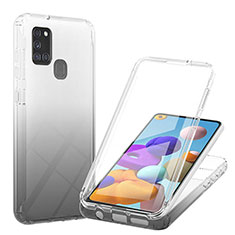 Silikon Hülle Handyhülle Ultra Dünn Flexible Schutzhülle Tasche Transparent Vorder und Rückseite 360 Grad Ganzkörper Farbverlauf YB1 für Samsung Galaxy A21s Schwarz