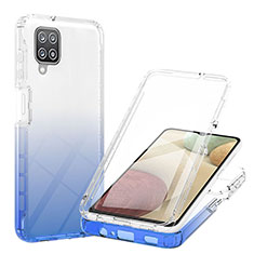 Silikon Hülle Handyhülle Ultra Dünn Flexible Schutzhülle Tasche Transparent Vorder und Rückseite 360 Grad Ganzkörper Farbverlauf YB1 für Samsung Galaxy M12 Blau