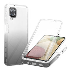 Silikon Hülle Handyhülle Ultra Dünn Flexible Schutzhülle Tasche Transparent Vorder und Rückseite 360 Grad Ganzkörper Farbverlauf YB1 für Samsung Galaxy M12 Schwarz