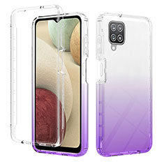 Silikon Hülle Handyhülle Ultra Dünn Flexible Schutzhülle Tasche Transparent Vorder und Rückseite 360 Grad Ganzkörper Farbverlauf YB2 für Samsung Galaxy A12 Nacho Violett