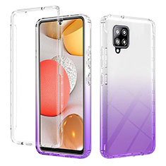 Silikon Hülle Handyhülle Ultra Dünn Flexible Schutzhülle Tasche Transparent Vorder und Rückseite 360 Grad Ganzkörper Farbverlauf YB2 für Samsung Galaxy A42 5G Violett