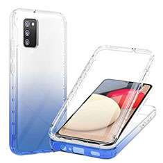 Silikon Hülle Handyhülle Ultra Dünn Flexible Schutzhülle Tasche Transparent Vorder und Rückseite 360 Grad Ganzkörper Farbverlauf ZJ1 für Samsung Galaxy A03s Blau