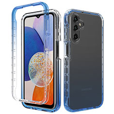 Silikon Hülle Handyhülle Ultra Dünn Flexible Schutzhülle Tasche Transparent Vorder und Rückseite 360 Grad Ganzkörper Farbverlauf ZJ1 für Samsung Galaxy A14 4G Blau