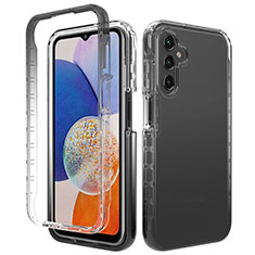 Silikon Hülle Handyhülle Ultra Dünn Flexible Schutzhülle Tasche Transparent Vorder und Rückseite 360 Grad Ganzkörper Farbverlauf ZJ1 für Samsung Galaxy A14 4G Schwarz