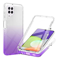 Silikon Hülle Handyhülle Ultra Dünn Flexible Schutzhülle Tasche Transparent Vorder und Rückseite 360 Grad Ganzkörper Farbverlauf ZJ1 für Samsung Galaxy A22 4G Violett