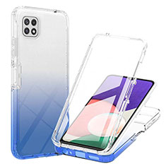 Silikon Hülle Handyhülle Ultra Dünn Flexible Schutzhülle Tasche Transparent Vorder und Rückseite 360 Grad Ganzkörper Farbverlauf ZJ1 für Samsung Galaxy A22s 5G Blau