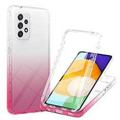 Silikon Hülle Handyhülle Ultra Dünn Flexible Schutzhülle Tasche Transparent Vorder und Rückseite 360 Grad Ganzkörper Farbverlauf ZJ1 für Samsung Galaxy A52 4G Rosa