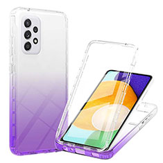 Silikon Hülle Handyhülle Ultra Dünn Flexible Schutzhülle Tasche Transparent Vorder und Rückseite 360 Grad Ganzkörper Farbverlauf ZJ1 für Samsung Galaxy A52 5G Violett
