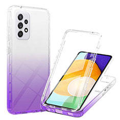 Silikon Hülle Handyhülle Ultra Dünn Flexible Schutzhülle Tasche Transparent Vorder und Rückseite 360 Grad Ganzkörper Farbverlauf ZJ1 für Samsung Galaxy A52s 5G Violett