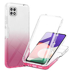 Silikon Hülle Handyhülle Ultra Dünn Flexible Schutzhülle Tasche Transparent Vorder und Rückseite 360 Grad Ganzkörper Farbverlauf ZJ1 für Samsung Galaxy F42 5G Rosa