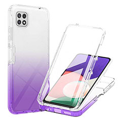 Silikon Hülle Handyhülle Ultra Dünn Flexible Schutzhülle Tasche Transparent Vorder und Rückseite 360 Grad Ganzkörper Farbverlauf ZJ1 für Samsung Galaxy F42 5G Violett