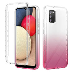 Silikon Hülle Handyhülle Ultra Dünn Flexible Schutzhülle Tasche Transparent Vorder und Rückseite 360 Grad Ganzkörper Farbverlauf ZJ2 für Samsung Galaxy A02s Rosa