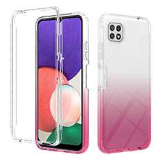 Silikon Hülle Handyhülle Ultra Dünn Flexible Schutzhülle Tasche Transparent Vorder und Rückseite 360 Grad Ganzkörper Farbverlauf ZJ2 für Samsung Galaxy A22 5G Rosa