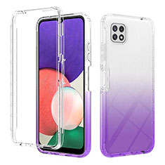 Silikon Hülle Handyhülle Ultra Dünn Flexible Schutzhülle Tasche Transparent Vorder und Rückseite 360 Grad Ganzkörper Farbverlauf ZJ2 für Samsung Galaxy A22 5G Violett