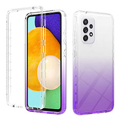 Silikon Hülle Handyhülle Ultra Dünn Flexible Schutzhülle Tasche Transparent Vorder und Rückseite 360 Grad Ganzkörper Farbverlauf ZJ2 für Samsung Galaxy A52 4G Violett