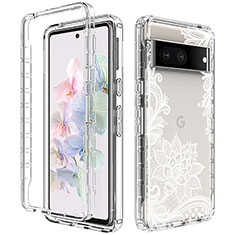 Silikon Hülle Handyhülle Ultra Dünn Flexible Schutzhülle Tasche Transparent Vorder und Rückseite 360 Grad Ganzkörper für Google Pixel 7 5G Weiß