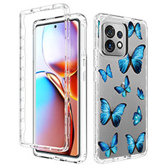 Silikon Hülle Handyhülle Ultra Dünn Flexible Schutzhülle Tasche Transparent Vorder und Rückseite 360 Grad Ganzkörper für Motorola Moto Edge 40 Pro 5G Blau