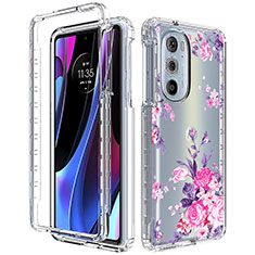 Silikon Hülle Handyhülle Ultra Dünn Flexible Schutzhülle Tasche Transparent Vorder und Rückseite 360 Grad Ganzkörper für Motorola Moto Edge X30 5G Pink