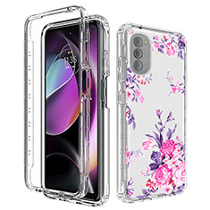 Silikon Hülle Handyhülle Ultra Dünn Flexible Schutzhülle Tasche Transparent Vorder und Rückseite 360 Grad Ganzkörper für Motorola Moto G 5G (2022) Pink