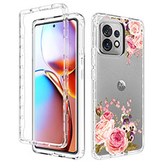 Silikon Hülle Handyhülle Ultra Dünn Flexible Schutzhülle Tasche Transparent Vorder und Rückseite 360 Grad Ganzkörper für Motorola Moto X40 5G Pink