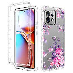 Silikon Hülle Handyhülle Ultra Dünn Flexible Schutzhülle Tasche Transparent Vorder und Rückseite 360 Grad Ganzkörper für Motorola Moto X40 5G Rosa