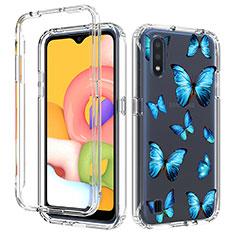 Silikon Hülle Handyhülle Ultra Dünn Flexible Schutzhülle Tasche Transparent Vorder und Rückseite 360 Grad Ganzkörper für Samsung Galaxy A01 SM-A015 Blau