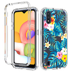 Silikon Hülle Handyhülle Ultra Dünn Flexible Schutzhülle Tasche Transparent Vorder und Rückseite 360 Grad Ganzkörper für Samsung Galaxy A01 SM-A015 Plusfarbig