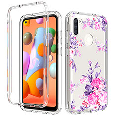 Silikon Hülle Handyhülle Ultra Dünn Flexible Schutzhülle Tasche Transparent Vorder und Rückseite 360 Grad Ganzkörper für Samsung Galaxy A11 Rosa