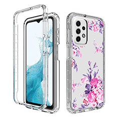 Silikon Hülle Handyhülle Ultra Dünn Flexible Schutzhülle Tasche Transparent Vorder und Rückseite 360 Grad Ganzkörper für Samsung Galaxy A23 4G Rosa