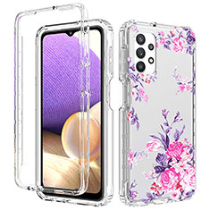 Silikon Hülle Handyhülle Ultra Dünn Flexible Schutzhülle Tasche Transparent Vorder und Rückseite 360 Grad Ganzkörper für Samsung Galaxy A32 4G Rosa