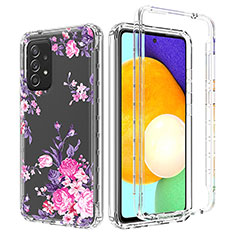 Silikon Hülle Handyhülle Ultra Dünn Flexible Schutzhülle Tasche Transparent Vorder und Rückseite 360 Grad Ganzkörper für Samsung Galaxy A52 5G Rosa