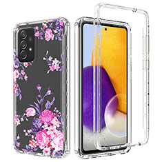 Silikon Hülle Handyhülle Ultra Dünn Flexible Schutzhülle Tasche Transparent Vorder und Rückseite 360 Grad Ganzkörper für Samsung Galaxy A72 4G Rosa